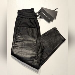 Alexander Wang Women's Joggers Black Genuine Leather Pants Size 2 NWT